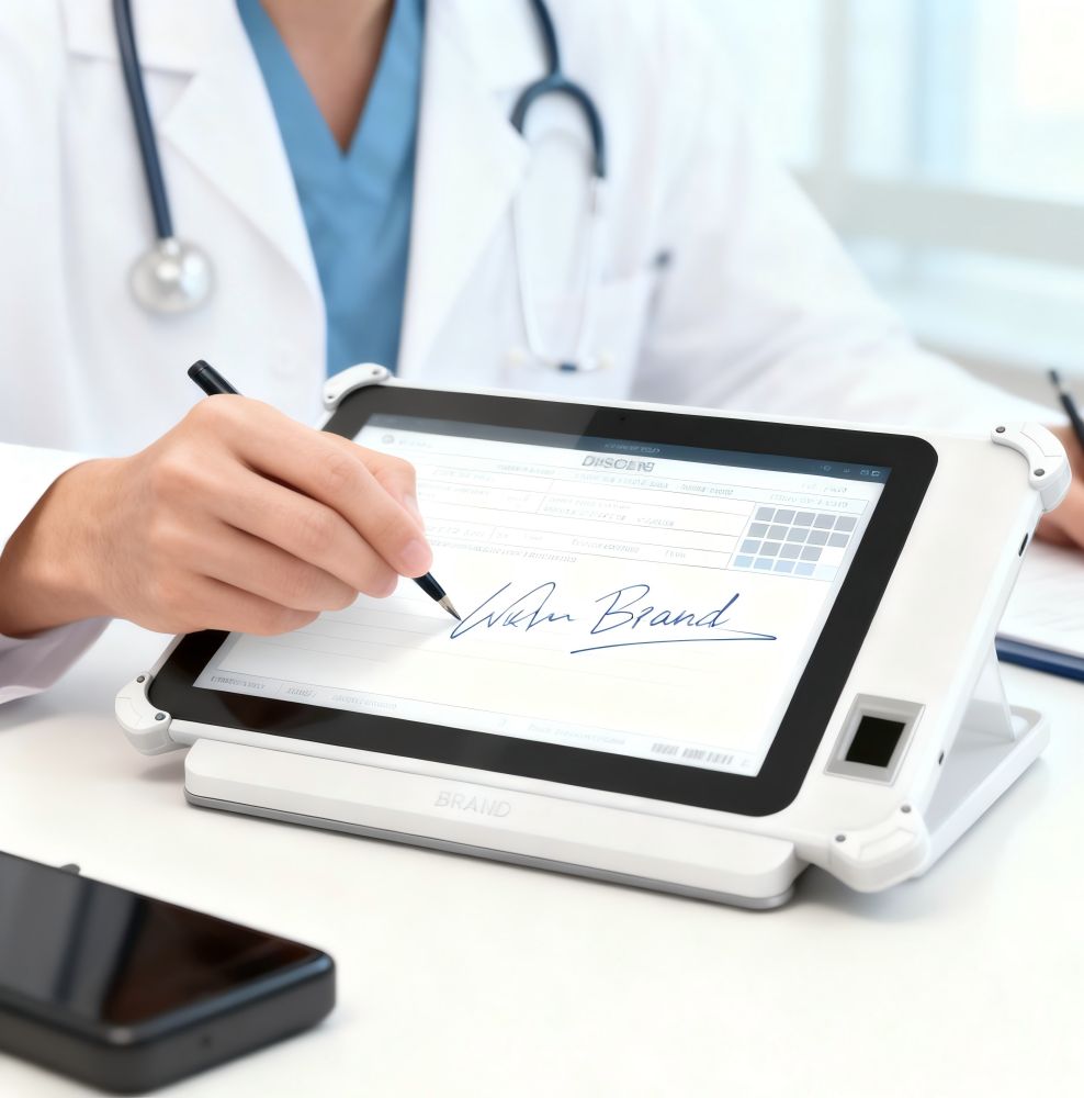 Medical staff operating YFB101-P digital signature table